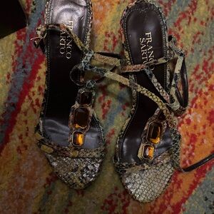 Franco Sarto Snakeskin Sandals with Amber Gems